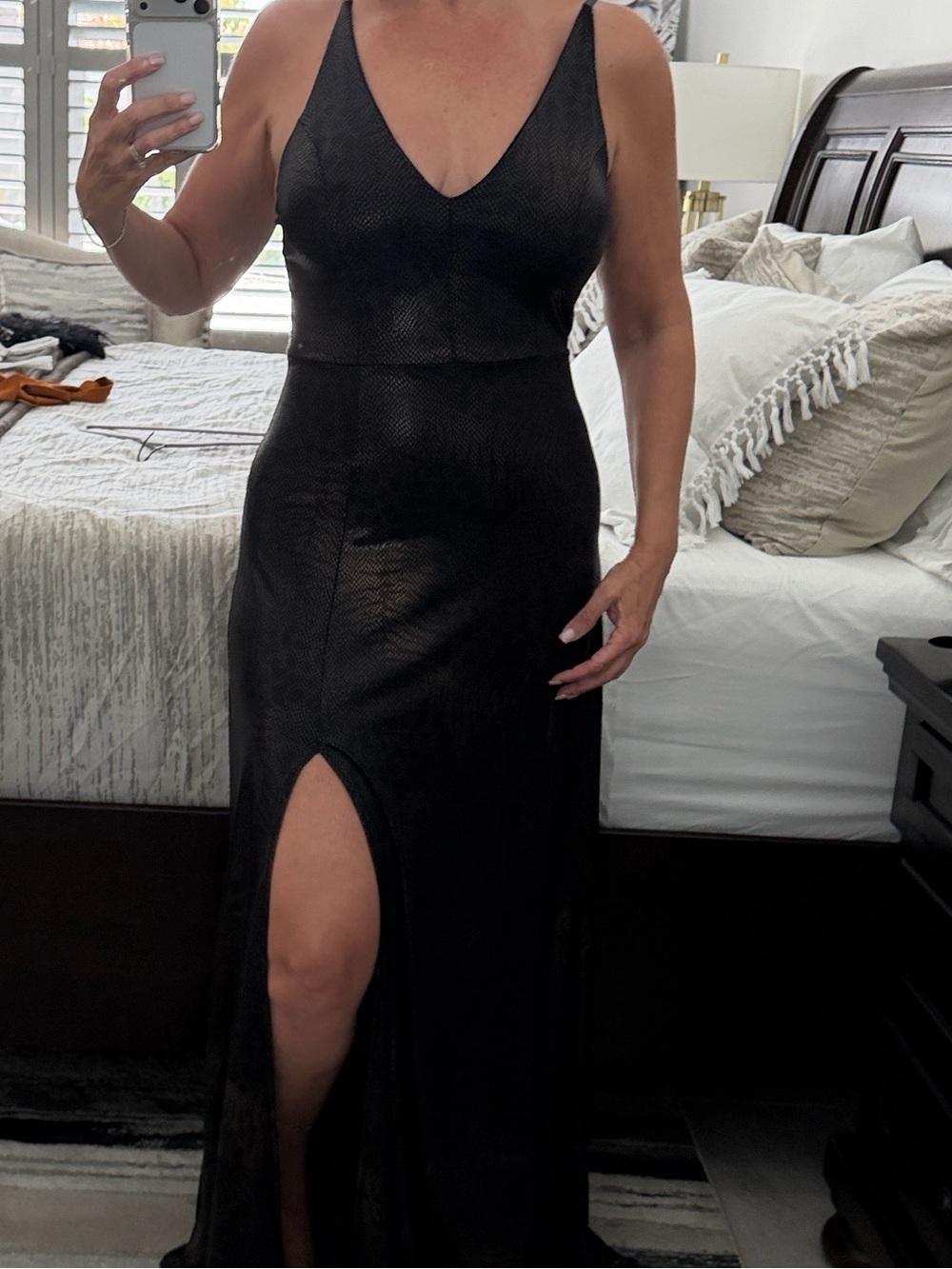 Black V-Neck Split Maxi Dress